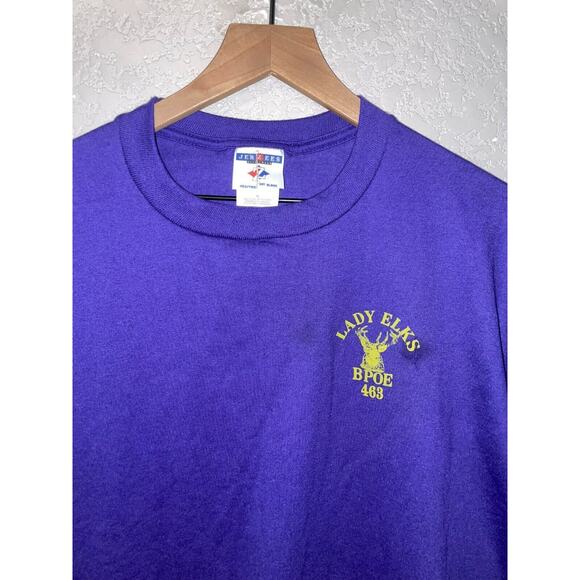 Vintage Lady Elks Shirt BPOE 463 Deer Tee Jerzees HOLE XL X-Large 90s VTG - Picture 2 of 9